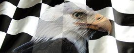 Racing Flag w/ Eagle - Truck Window Perf
