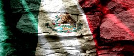 Mexican Flag w/ Rock - Car Window Perf