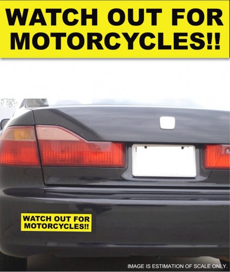 Watch Out For Motorcycles - Yellow Bumper Sticker