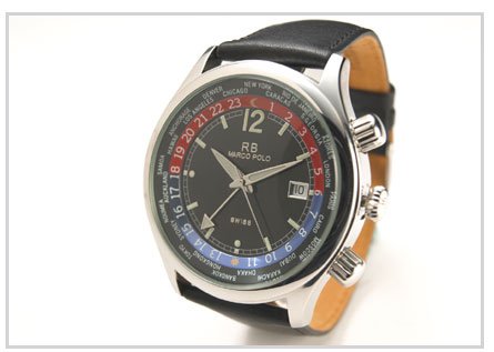 Marco Polo World Time Watch Black Dial Swiss Quartz
