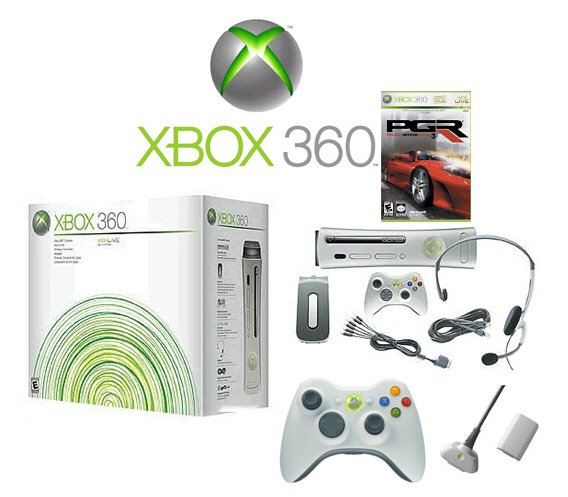 Xbox 360 "Premium Gold Pack" Video Game System Bundle - 1 Game - 2 Wireless Controllers & More