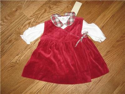 RALPH LAUREN HOLIDAY RED VELVET PLAID DRESS 6 months