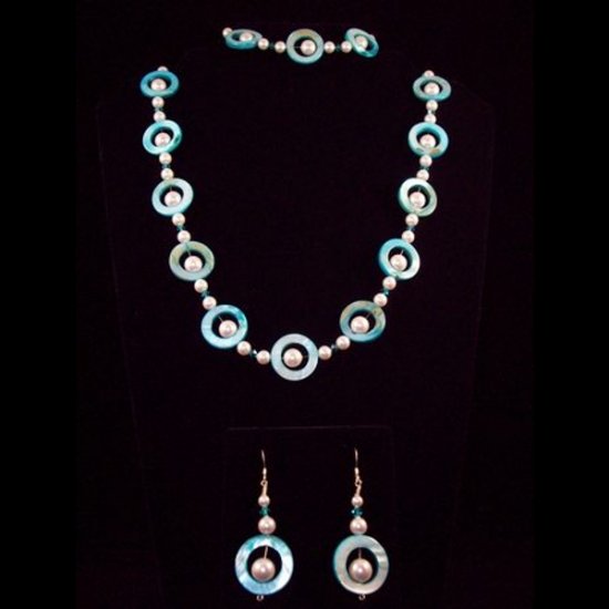 Blue with pearls