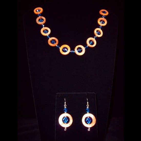Orange with blue