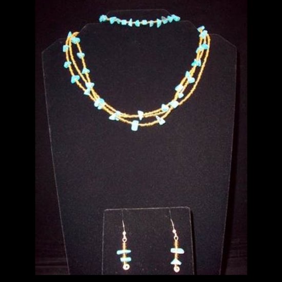 Orange with blue stones