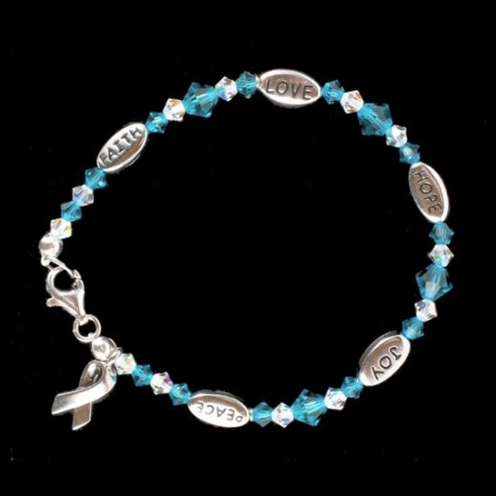 Love, Hope, Faith, Joy, and Peace Bracelet - Teal