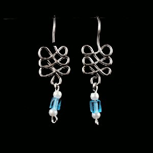 silver figure 8s with blue beads
