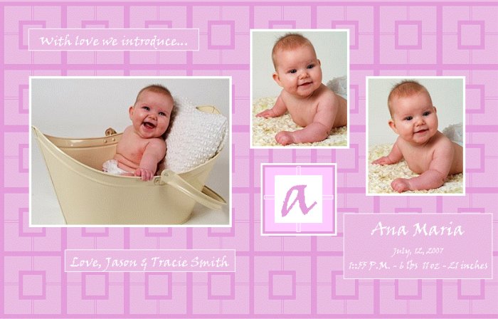 Customizable Birth Announcement: Purple Blocks