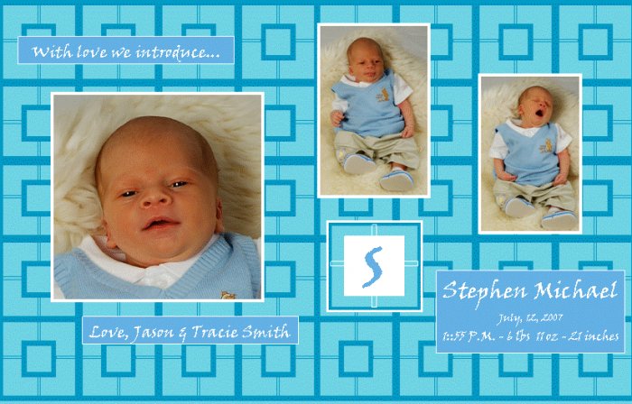 Customizable Brith Announcements: Blue Blocks
