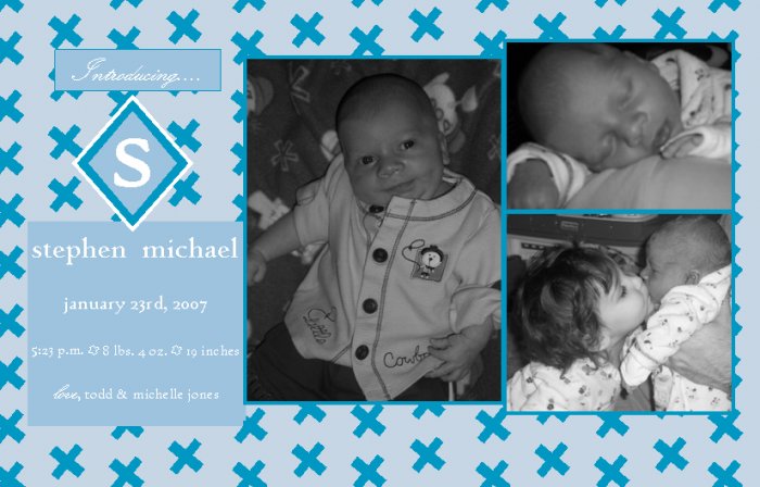 Customizable 6 x 9 Flat Brith Announcements: Cross-check