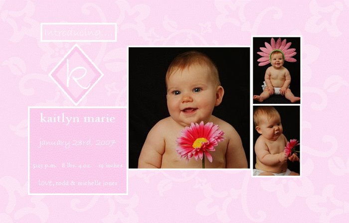 Customizable Brith Announcements : Floral Matelasse
