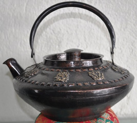 Copper Artistic Tea Pot (Kettle) from Nepal