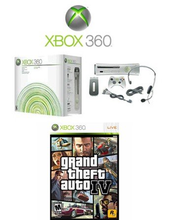 Xbox 360 "Premium Gold Pack" Video Game System and Grand Theft Auto IV (Xbox 360)