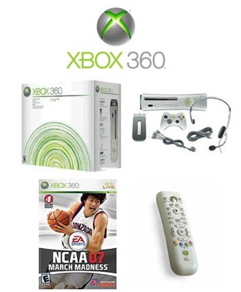 Xbox 360 "Premium Gold Pack" Video Game System With NCAA March Madness 07 And DVD Remote