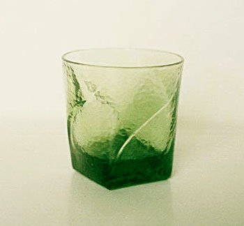 Hazel Atlas COLONY SWIRL Green Flat Tumbler Vintage