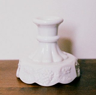 Westmoreland PANELED GRAPE Candle Holder Milk Glass Vintage
