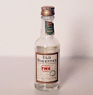TWA Old Forester Bourbon Whiskey Miniature Bottle 1969