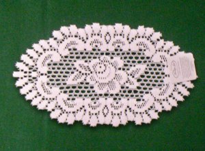Rose Lace Doily 8 Inches x 14 Inches Off White