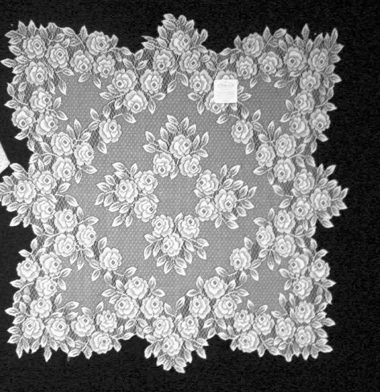 Tea Rose Table Topper 30x30 White Heritage Lace