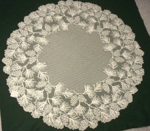 Table Toppers Woodland Seasonal Table Topper 48 Round Ecru Heritage Lace