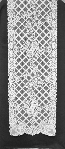 Lovely Trellis Rose Table Runner 15 x 54 White Oxford House Collection