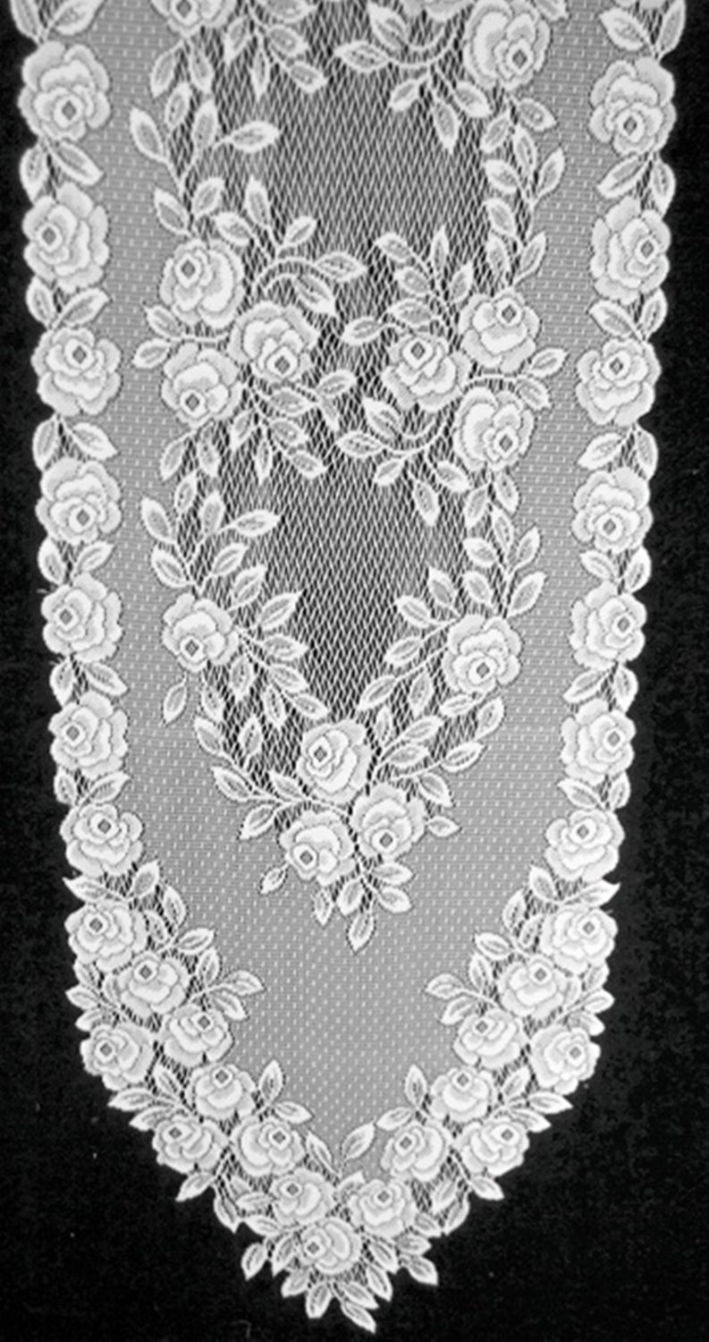 Table Runners Tea Rose White 14x60 Lace Table Runner Heritage Lace