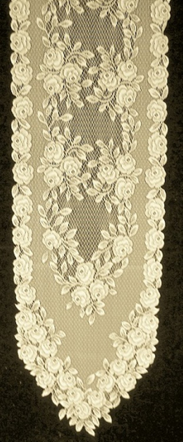 Table Runners Tea Rose Ecru 14x60 Lace Runner Heritage Lace