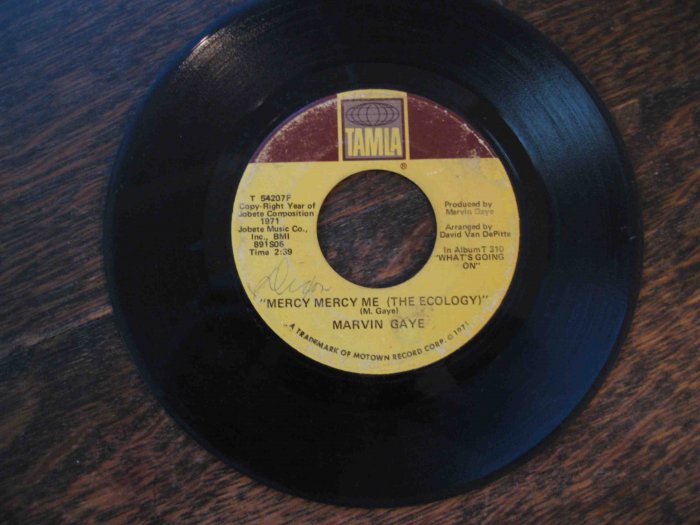 Marvin Gaye Motown 45, "Mercy Me (the Ecology)" b/w "Sad Tomorrows" (1971)