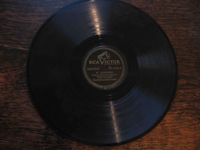Tommy Dorsey 78 rpm record, "At Sundown" b/w "To Me" (from The Fabulous Dorseys)