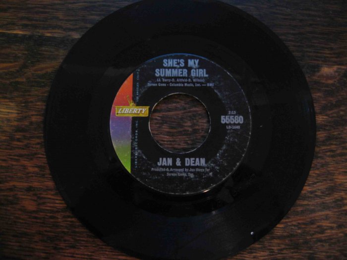 Jan and Dean 45rpm single, "Surf City" b/w "She's My Summer Girl"