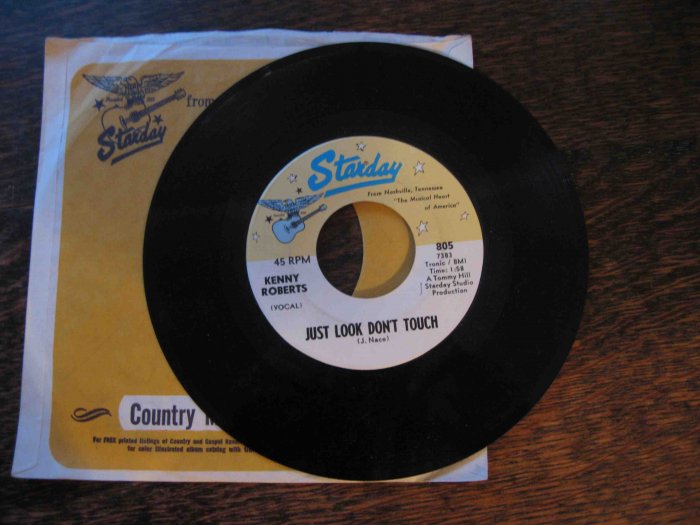 Kenny Roberts 45rpm single, "Just Look Don't Touch" b/w "Singing River"