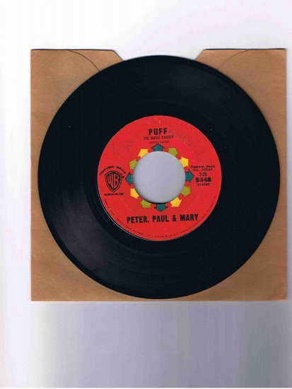 Peter, Paul & Mary 45rpm single, "Puff the Magic Dragon" b/w "Pretty Mary"