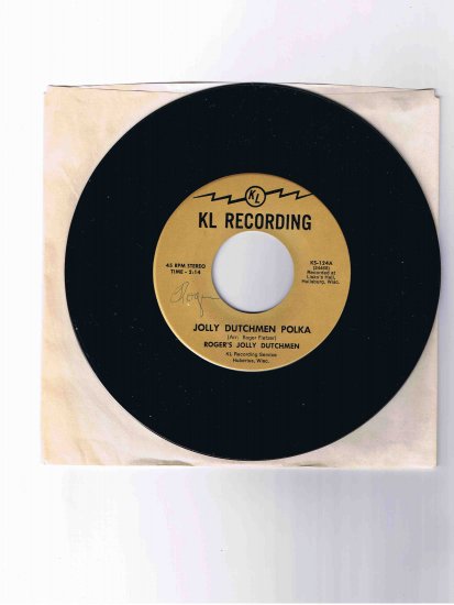Roger's Jolly Dutchmen 45rpm single, "Jolly Dutchmen Polka" b/w "Old Timers Waltz"