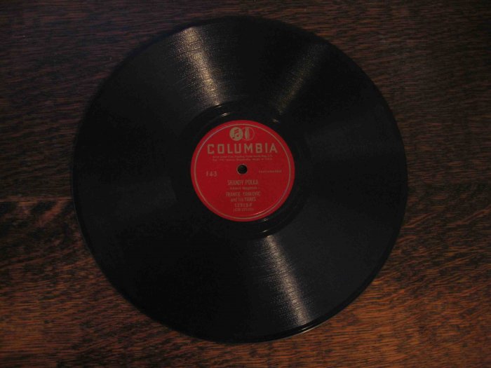 Frankie Yankovic 78 rpm single, "Shandy Polka" b/w "Happy Hour"
