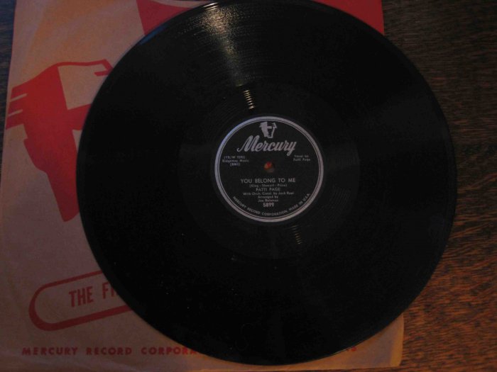 Patti Page 78rpm single, "You Belong to Me" b/w "I Went to Your Wedding"