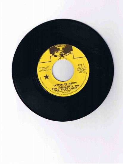 Vietnam-era 45rpm record, "Letter to Hanoi" from Don Holiman & the Sky Pilot Choir