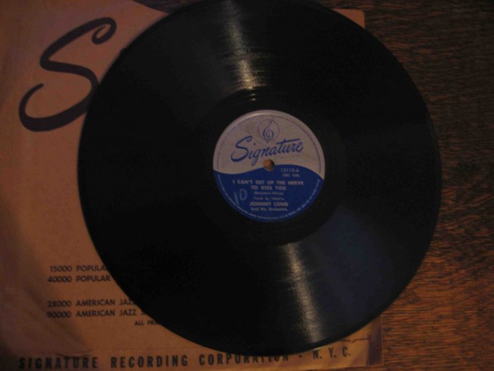 Johnny Long/Francey Lane 78 rpm single, "I Can't Get Up the Nerve to Kiss You"/"My Love for You"