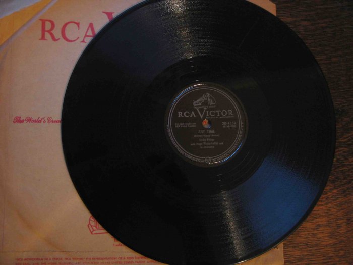 Eddie Fisher/Hugo Winterhalter 78 rpm record, "Any Time" b/w "Never Before"