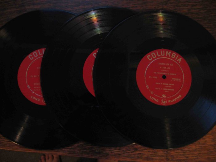 Liberace, three 10" LP disks on Columbia