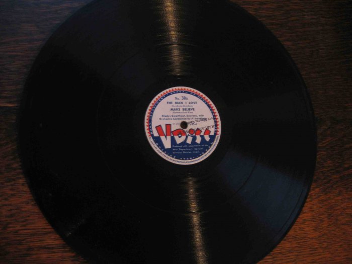 Al Goodman 12" 78 rpm V Disc, "The Man I Love"/"Make Believe"/"Danny Boy"/"Song of the Vagabonds"