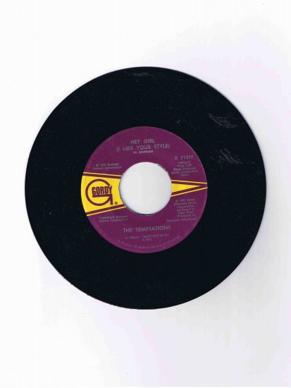 Temptations 45 rpm Motown single, "Hey Girl" b/w "Ma" (1973)
