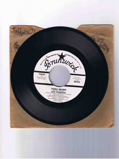Don Thompson 45 rpm funk single, "Fanny Brown" (1977)