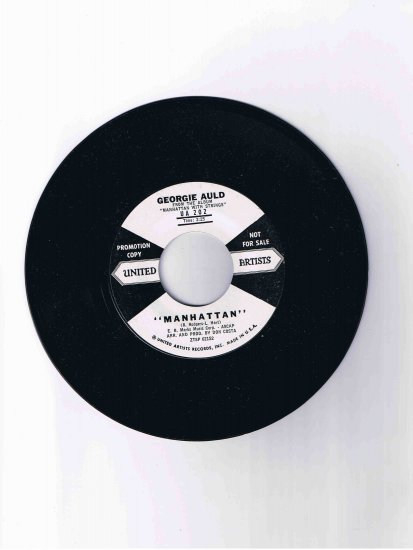Georgie Auld 45 rpm single, "Manhattan" / "Harlem Nocturne" (from "Manhattan with Strings")