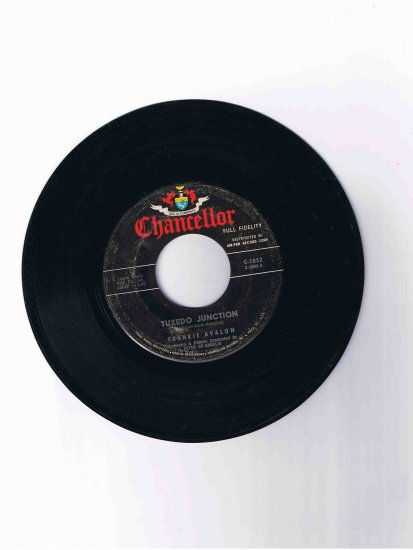Frankie Avalon 45 rpm single, "Tuxedo Junction" b/w "Where Are You" (Chancellor)