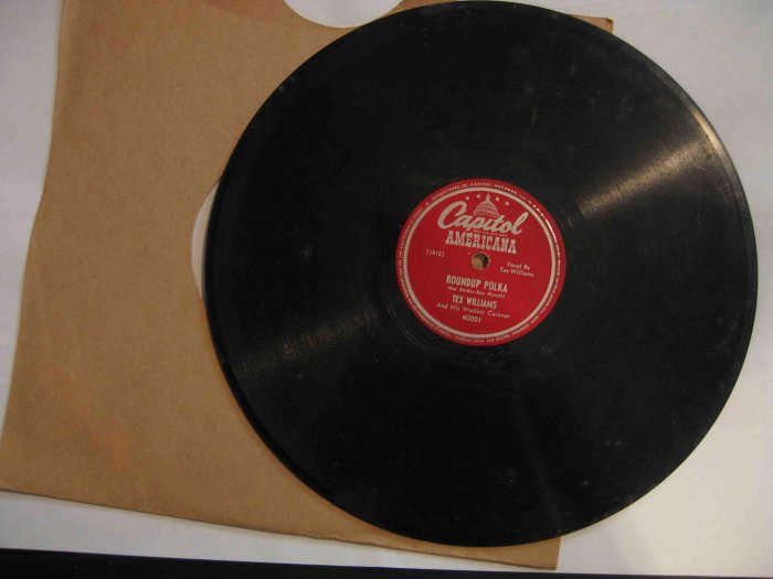Tex Williams western swing 78 rpm record, "Roundup Polka" / "Smoke! Smoke! Smoke!"