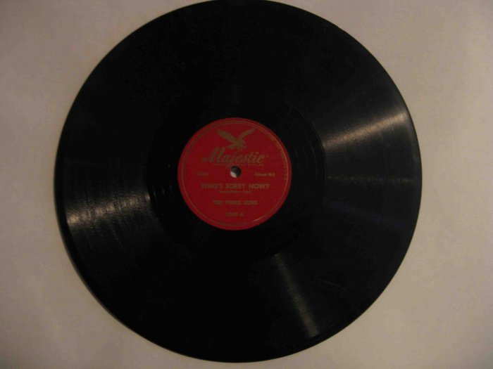Three Suns 78 rpm record, "Who's Sorry Now?" b/w "Once in a While" (Majestic)