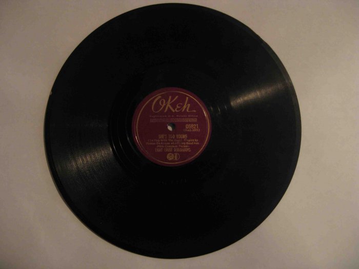 Light Crust Doughboys western swing 78, "She's Too Young"/"Good Gracious Gracie!" (Okeh)
