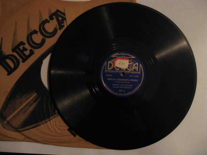 Jimmy Lunceford 78 rpm record, "Organ Grinder's Swing" / "Sleepy Time Gal" (Decca)