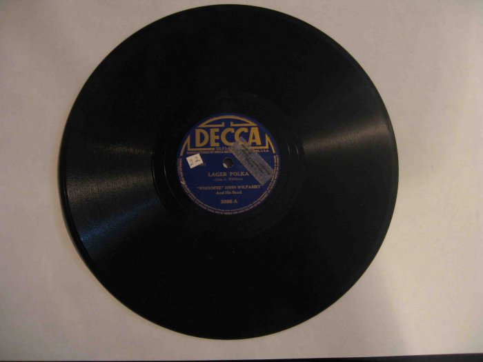 "Whoopee" John Wilfahrt 78 rpm record, "Lager Polka" b/w "Ring Dance Mazurka"