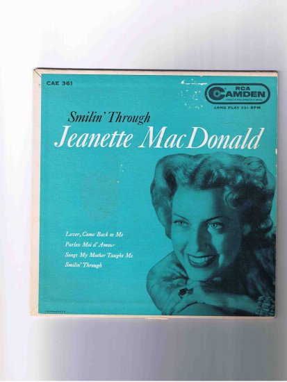 Jeanette MacDonald 45 rpm EP, "Smilin' Through" in picture sleeve